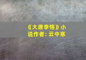 《大唐李恪》小说作者: 云中寒